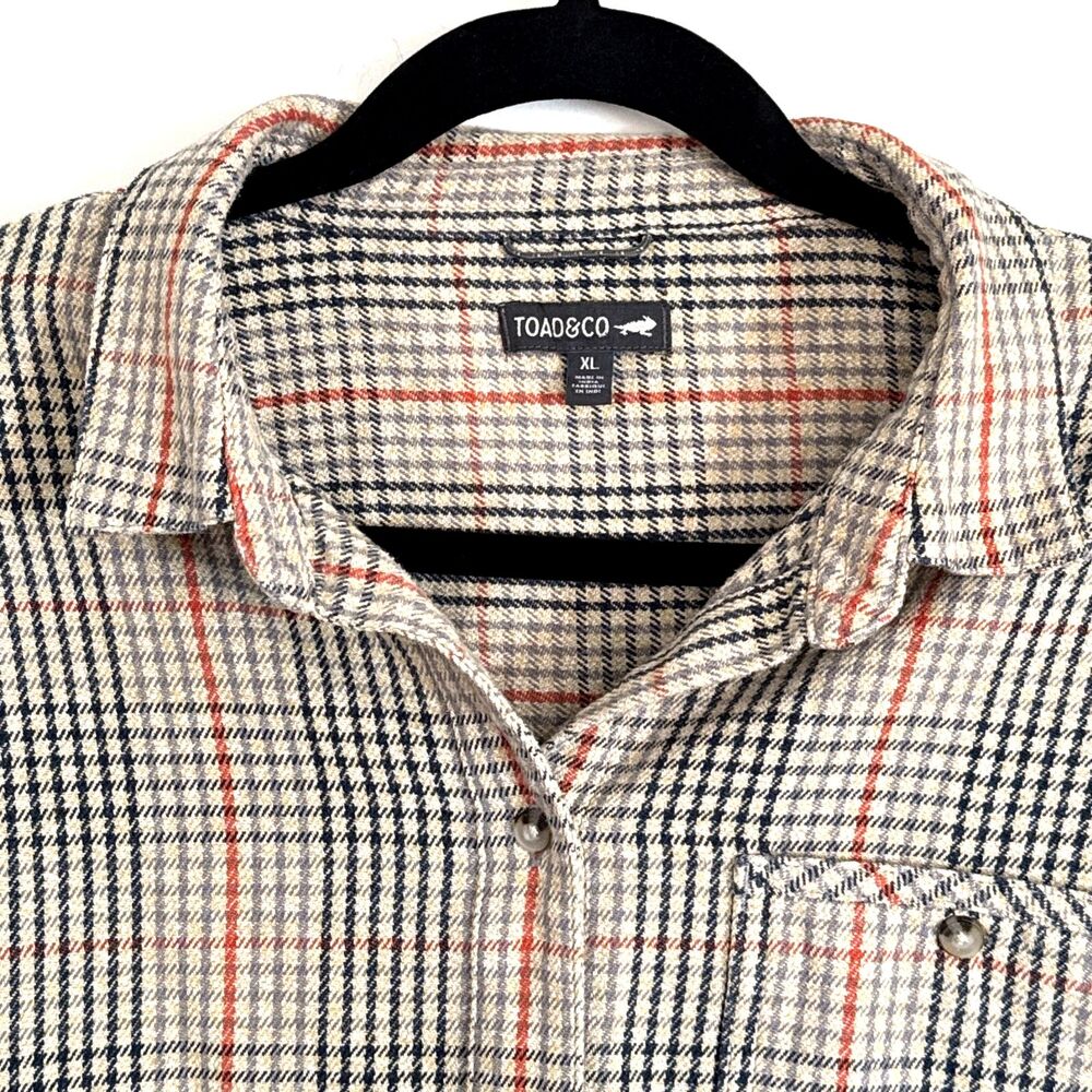 Toad & Co Platitude Heavyweight Flannel Shirt Women’s Med In Storm Plaid Gray Or